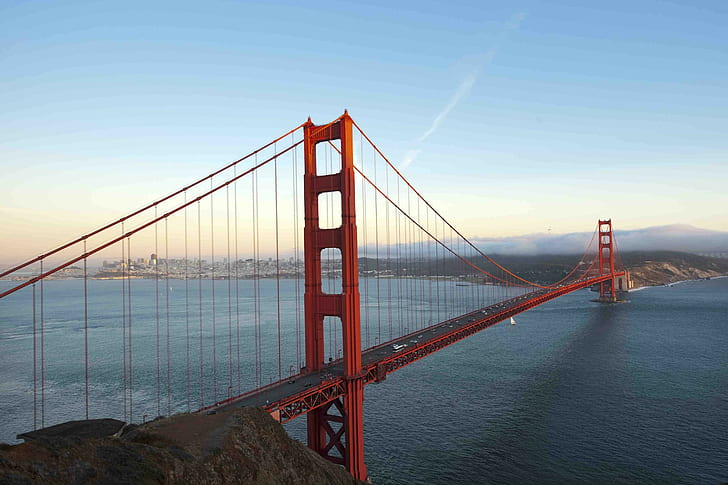 water, bridge, Golden Gate Bridge, San Francisco, landscape, HD wallpaper