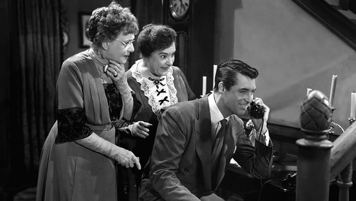 Arsenic and Old Lace, Cary Grant, monochrome, togetherness, HD wallpaper