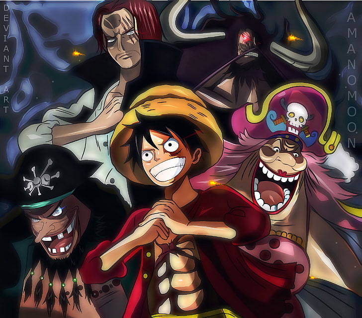 One Piece, Yonkou, Monkey D. Luffy, marshall d. teach, blackbeard, HD wallpaper