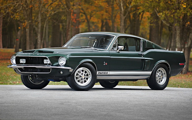 Hd Wallpaper 1968 Ford Mustang Shelby Gt 500 Green Ford Mustang Coupe Cars Wallpaper Flare