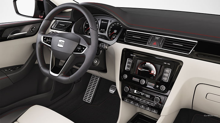 black and white SEAT vehicle interior, car, Seat Toledo, mode of transportation, HD wallpaper