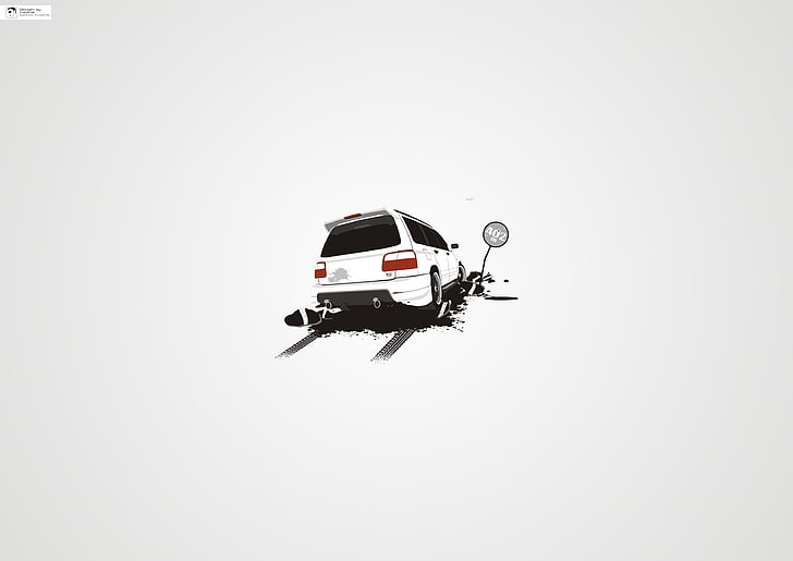 white SUV illustration, road, sign, Subaru, forester, car, transportation, HD wallpaper