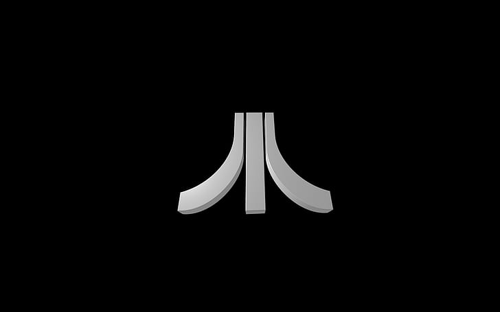 minimalism, logo, Atari, brands, vintage, computer, black background