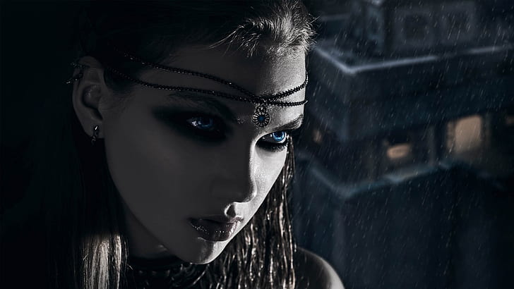 1920x1080 px art CG Dark digital eyes face fantasy horror jewelry vampire witch women Technology Apple HD Art, HD wallpaper