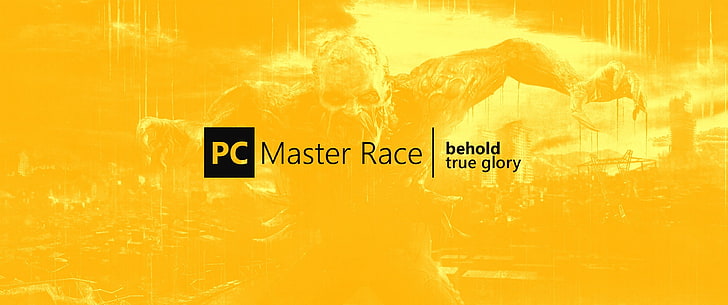 PC Master  Race, PC gaming, communication, yellow, text, sign, HD wallpaper