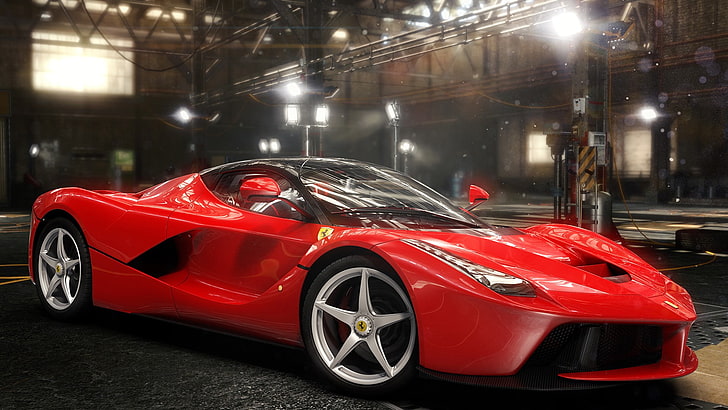 red sports car, Ferrari, Ferrari LaFerrari, The Crew, video games, HD wallpaper