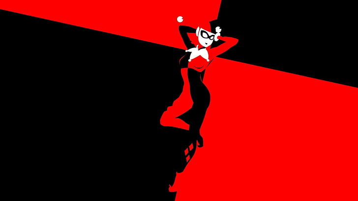 Harley Quinn, red, studio shot, one person, flag, representation
