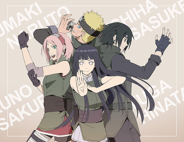 Hinata, Sakura, Saske and Naruto wallpaper, Anime, Hinata Hyūga