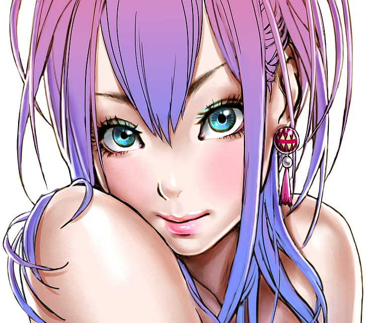 Anime, Girl, Pin-up, Jewelry, Earring, Tenderness, portrait