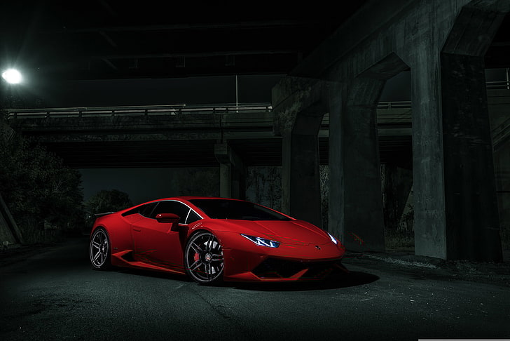 red Lamborghini Aventador, Dark, V10, Supercar, Exotic, Huracan, HD wallpaper