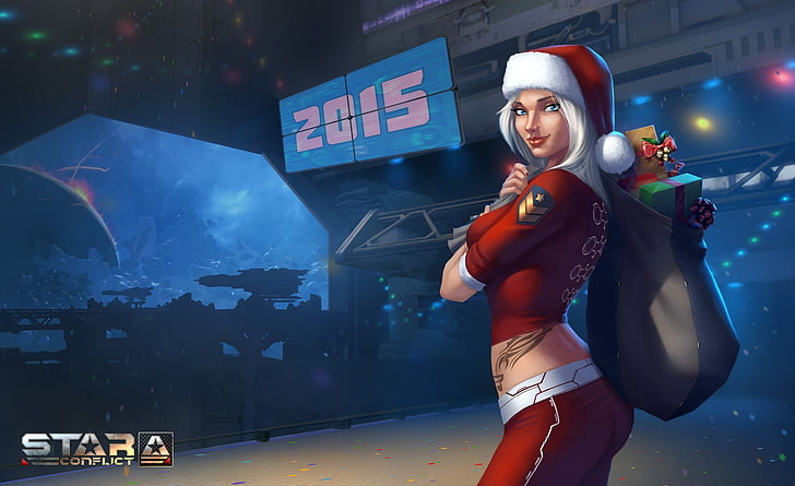 Star Conflict, Games, Other Games, Girl, Christmas, Santa, space