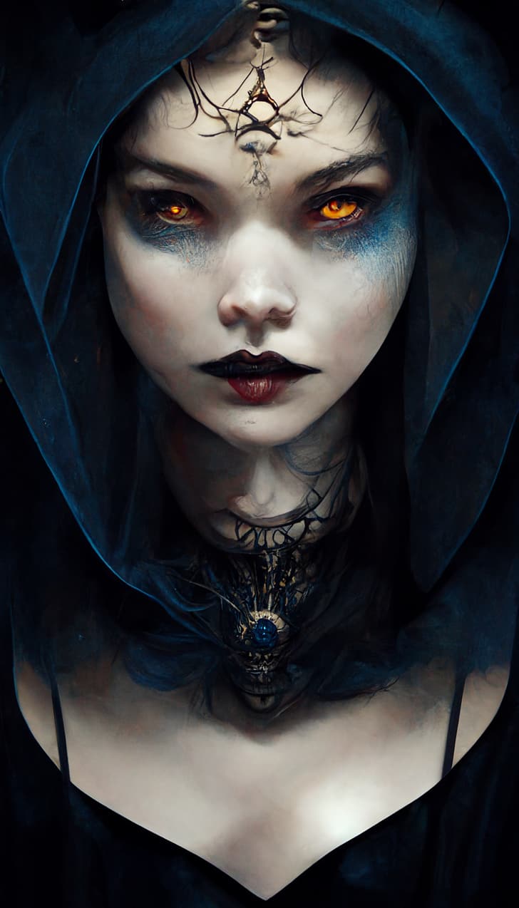 witch, dark fantasy, character design, digital art, women, evil