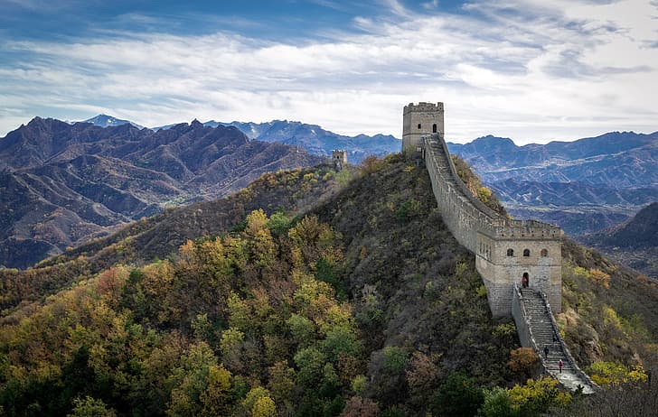 China, sunny, Great Wall, Hebei, Jinshanling, windy and autumn day, HD wallpaper