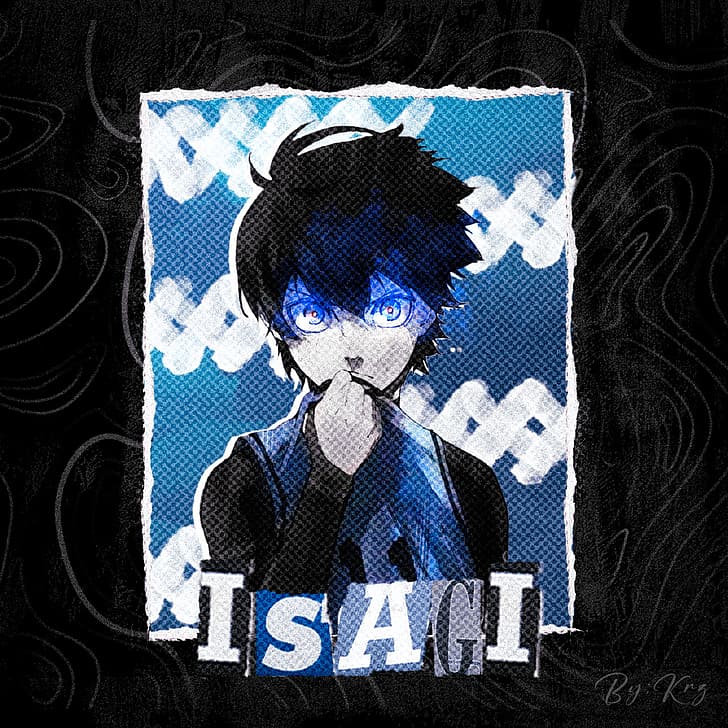 Yoichi Isagi Wallpaper 4K, Blue Lock, Minimal art