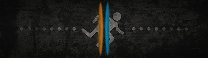 white stickman illustration, multiple display, Portal (game), HD wallpaper