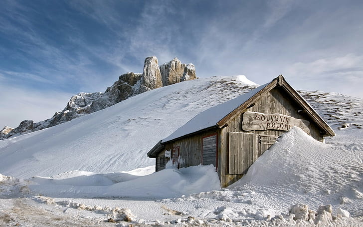 landscape, snow, mountains, Italy, Dolomites (mountains), HD wallpaper