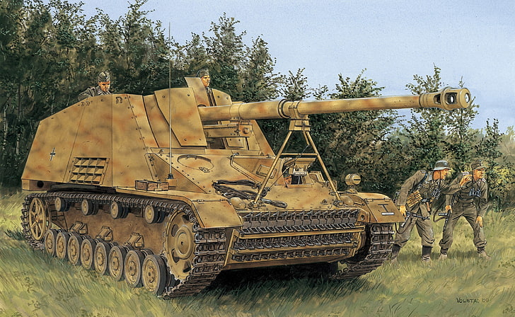 beige fighter tank, figure, installation, self-propelled, artillery, HD wallpaper