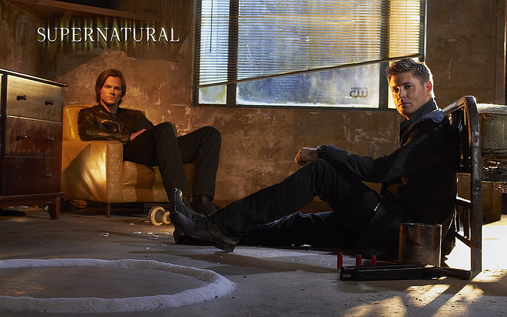 Supernatural HD wallpaper, brothers, Sam, Dean, sitting, real people