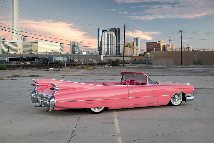 2560x800px Free Download Hd Wallpaper Pink Convertible Coupe Retro 1959 Cadillac Convertible Mode Of Transportation Wallpaper Flare
