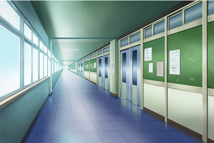 Anime, Original, Hallway, School