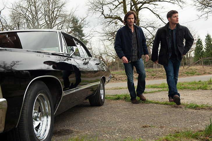 black sedan, Supernatural, Jensen Ackles, Dean Winchester, Jared Padalecki, HD wallpaper