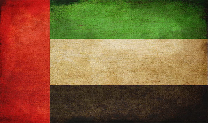 red, black, white, and green flag, UAE, backgrounds, textured, HD wallpaper