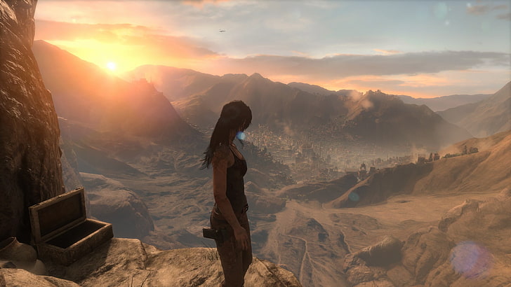 women's black spaghetti strap top, Rise of the Tomb Raider, Lara Croft, HD wallpaper