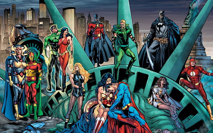 Comics, Justice League, Batman, Big Barda, Black Canary, DC Comics