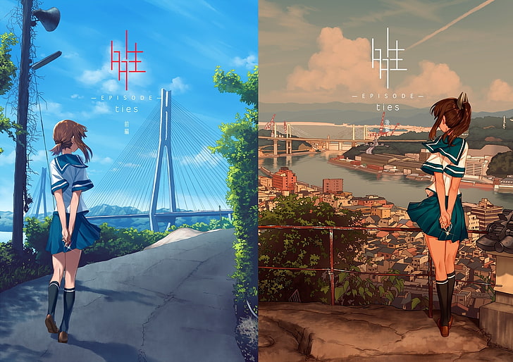 HD wallpaper: anime girl, landscape, scenic, back view, school uniform,  real people | Wallpaper Flare