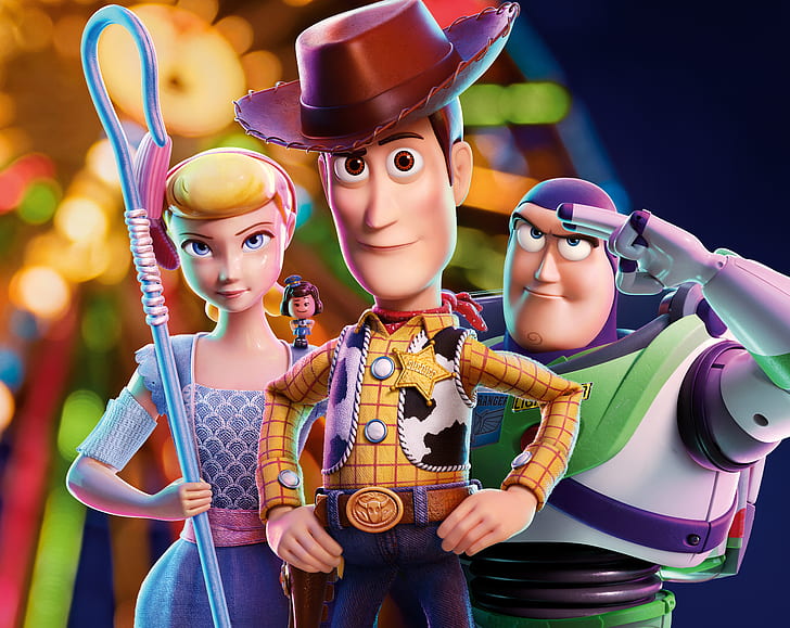 Movie, Toy Story 4, Bo Peep, Buzz Lightyear, Woody (Toy Story)