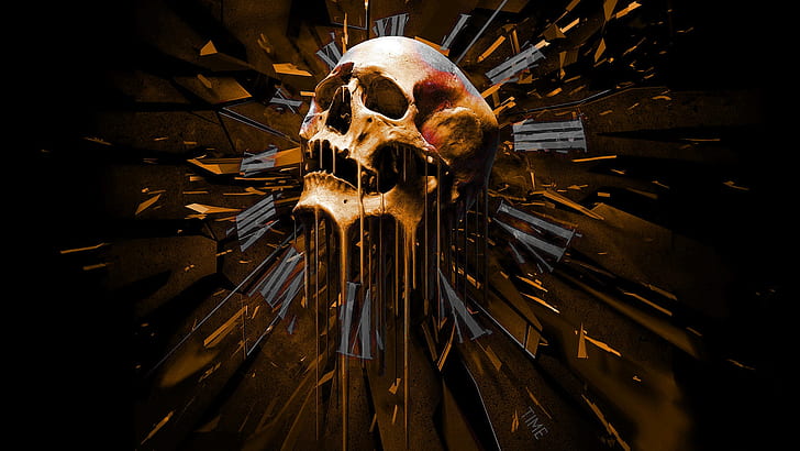 Skull Abstract Roman Numerals Time HD, digital/artwork, HD wallpaper
