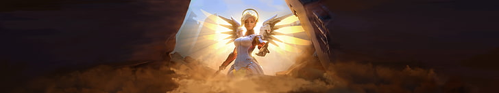 female angel character illustration, Overwatch, Mercy (Overwatch)