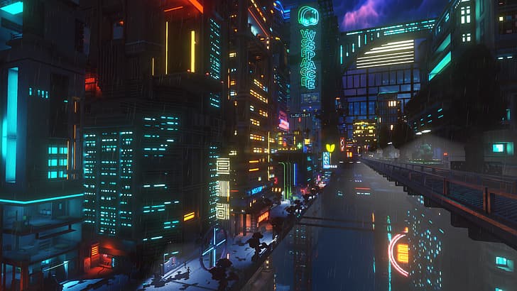 cyber, Cyberpunk 2077, futuristic, city, anime, post apocalypse, HD wallpaper