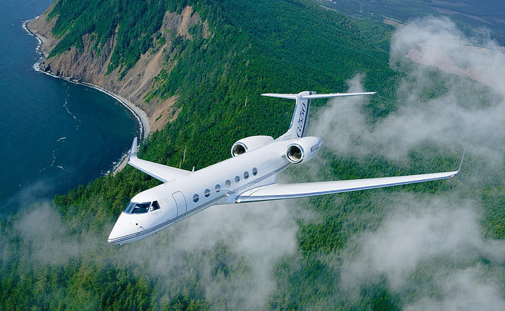 Gulfstream G550, white private plane, Motors, Airplane, transportation