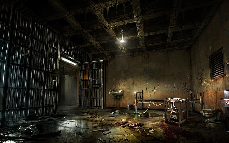 abandoned, wall, chair, cellars, horror, room, video games, HD wallpaper