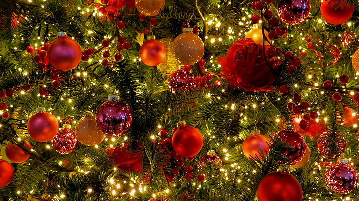 Christmas, colorful, Christmas ornaments, HD wallpaper