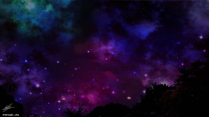 galaxia, purple, sky, universe, space, night, star - space