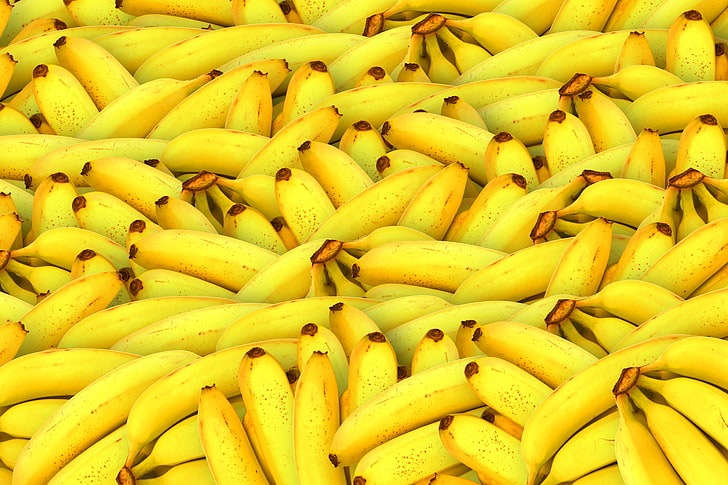 yellow banana wallpaper, bananas, fruit, many, food, freshness