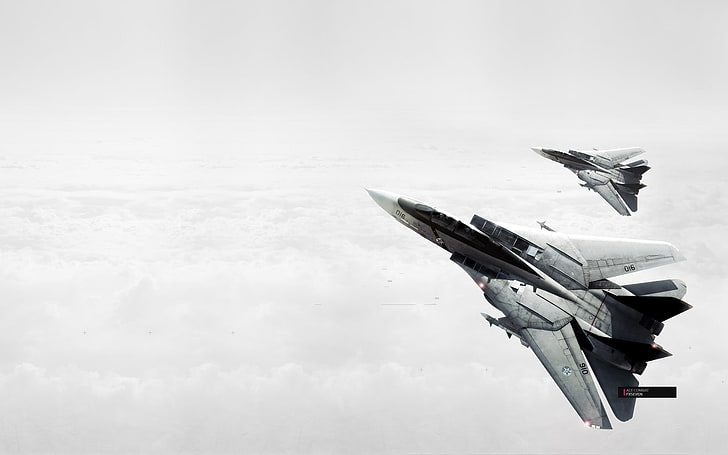 two gray spacecrafts, Ace Combat, aircraft, video games, digital art