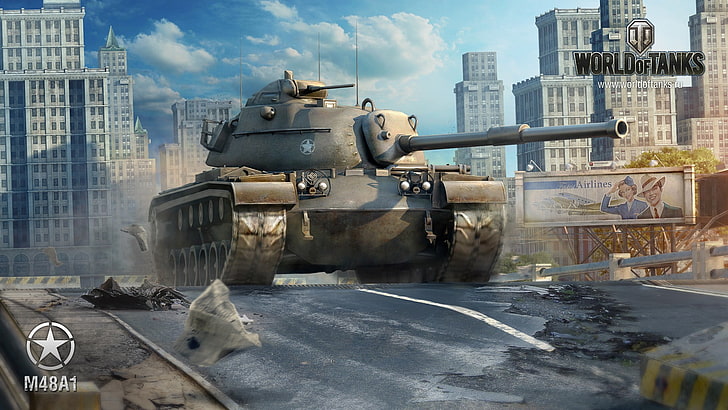 World Of Tanks M48A1 tank digital wallpaper, building exterior, HD wallpaper