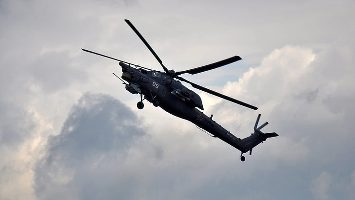 Berkuts, helicopters, Mi-28, air vehicle, flying, cloud - sky