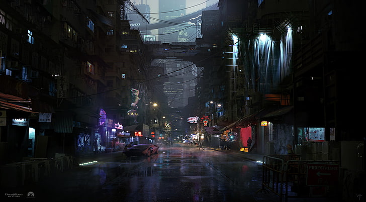 purple car illustration, cyber, cyberpunk, science fiction, fantasy art
