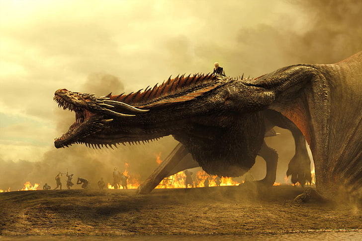 dragon illustration, Game of Thrones, TV, House Targaryen, Daenerys Targaryen, HD wallpaper