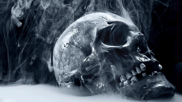 HD wallpaper: skull, smoke, bones, teeth, human skull, human skeleton,  spooky | Wallpaper Flare