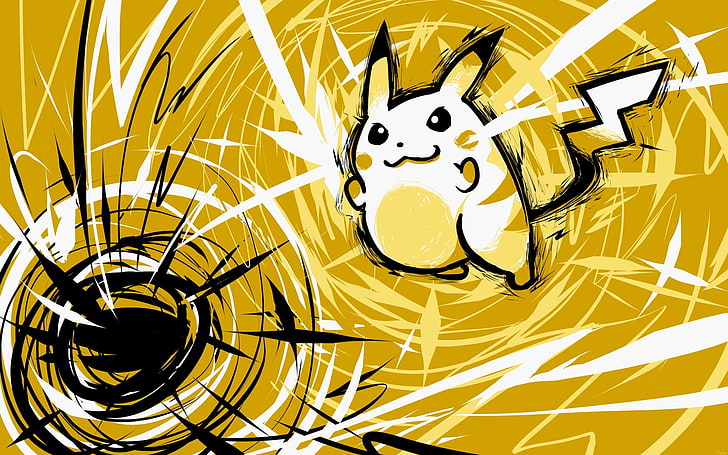 Pikachu illustration, ishmam, Pokémon, yellow, indoors, no people, HD wallpaper
