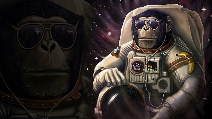 Sci Fi, Astronaut, Chimpanzee, technology, photography themes
