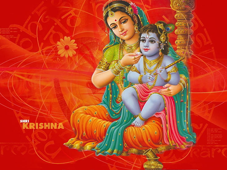 HD wallpaper: Maa Yashoda Loving Baby, Shri Krishna illustration, God, Lord  Krishna | Wallpaper Flare
