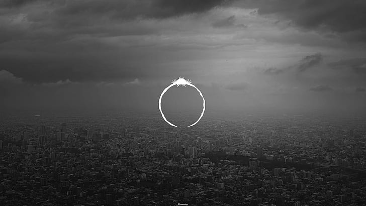 movies, fictional logo, text, circle, The Arrival (2016), city