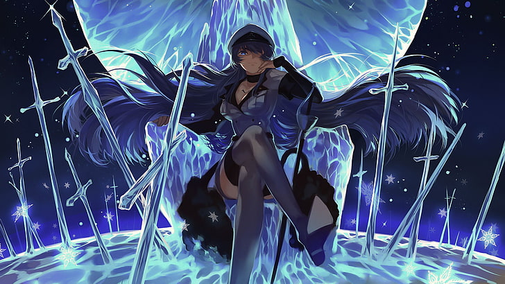 female anime character in blue hair, Akame ga Kill!, Esdeath