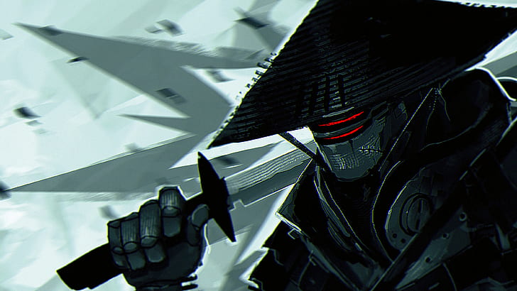 cyborg, cyberpunk, samurai, HD wallpaper